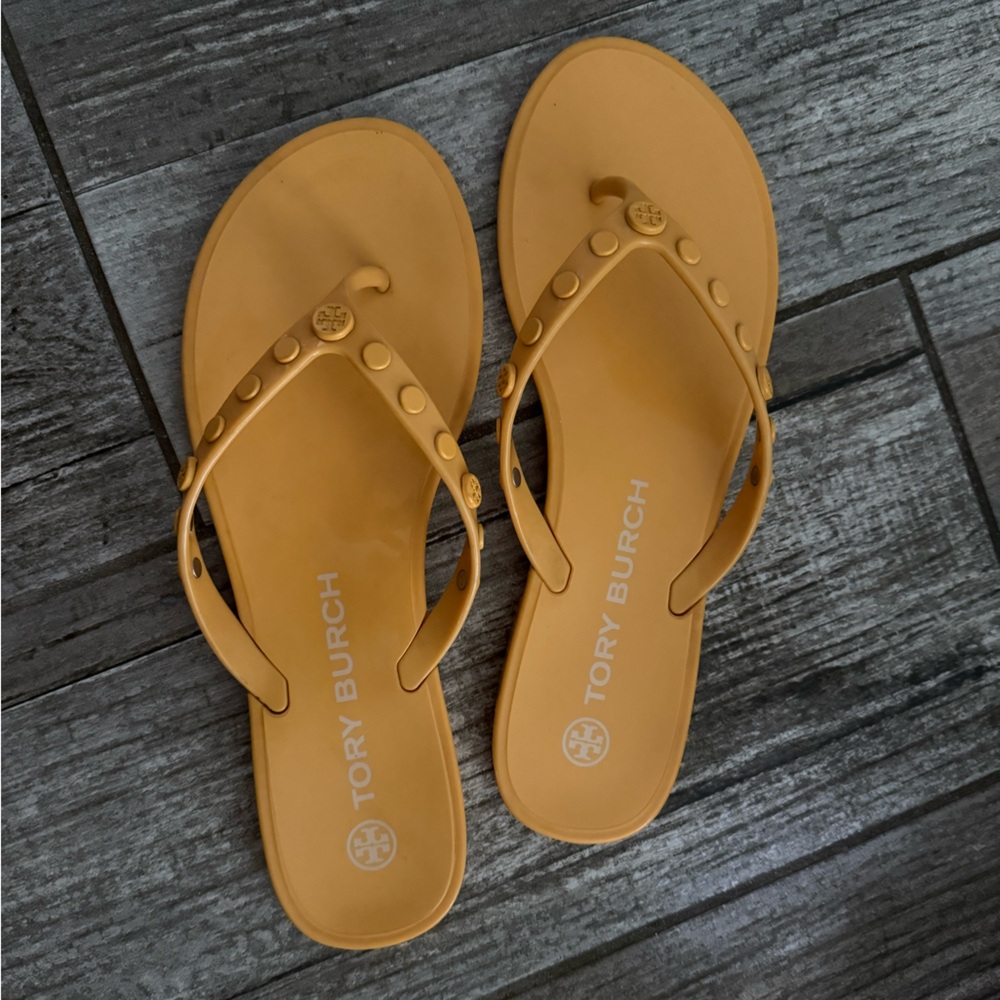 Tory Burch Women's Studded Jelly Thong Sandals Sunburst Orange